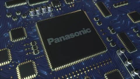 Computer printed circuit board or PCB with Panasonic Corporation logo Stock Illustration