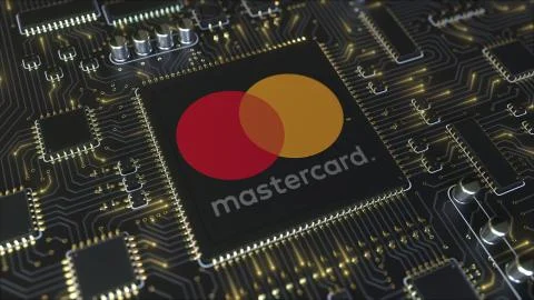 Computer printed circuit board or PCB with Mastercard Incorporated logo Stock Illustration