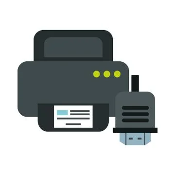 Computer printer hardware with hdmi cable Stock Illustration