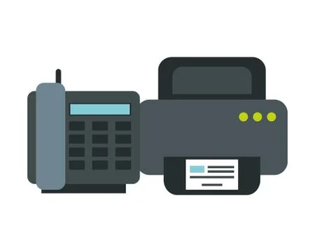 Computer printer hardware with telephone Stock Illustration