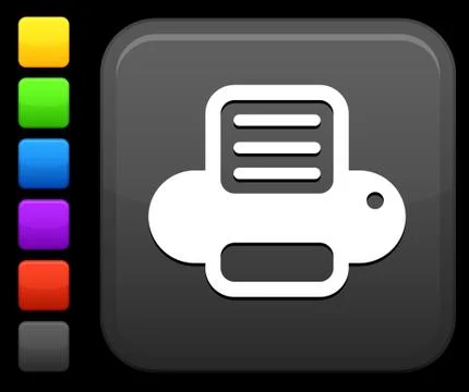 Computer printer  icon on square internet button Stock Illustration