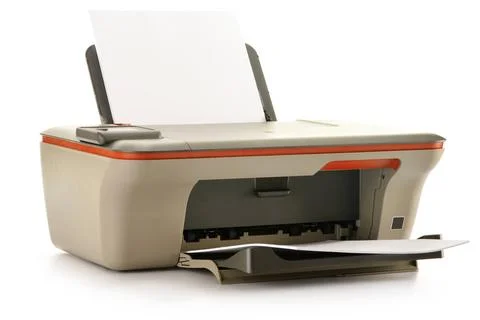 Computer printer isolated on white background Computer printer isolated on... Stock Photos