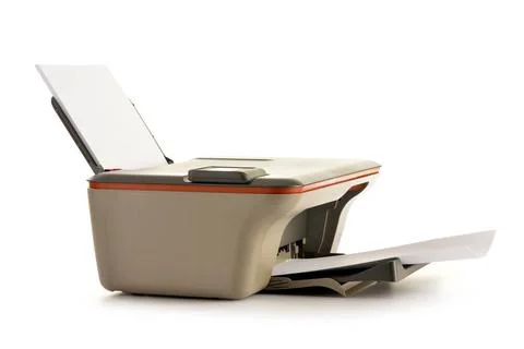 Computer printer isolated on white background Computer printer isolated on... Stock Photos