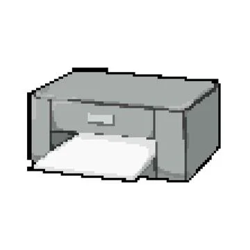 Computer printer paper pixel art vector illustration Stock Illustration