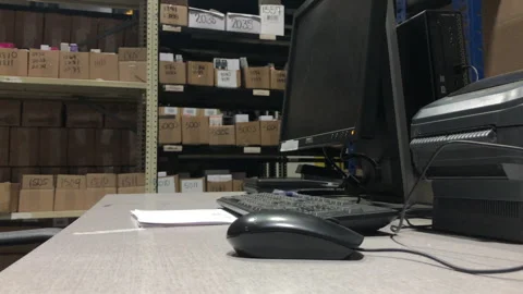 Computer Printer In Shipping Warehouse Stock Footage 242308095