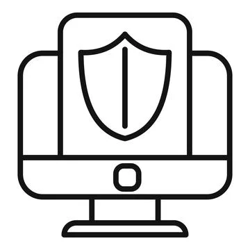 Computer privacy icon outline vector. Data protect Stockillustratie