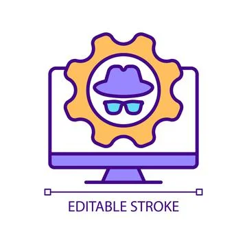 Computer privacy settings configuration RGB color icon Stock Illustration