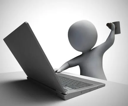 Computer problem causes laptop destruction with anger - 3d illus Stock Illustration