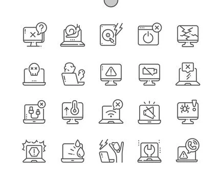 Computer problems. Not charge and overheating. Stock Illustration