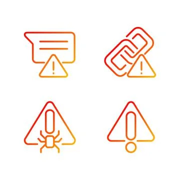 Computer problems pixel perfect gradient linear vector icons set Stock Illustration