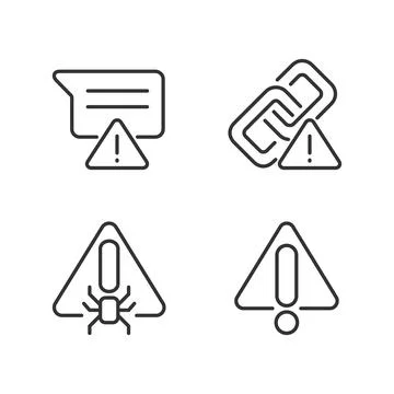 Computer problems pixel perfect linear icons set Stock Illustration
