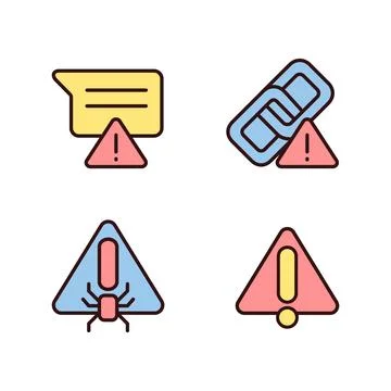 Computer problems pixel perfect RGB color icons set Stock Illustration