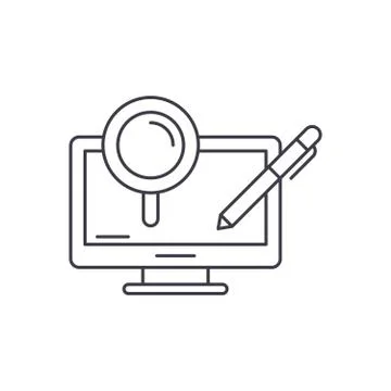 Computer processes line icon concept. Computer processes vector linear Stock Illustration