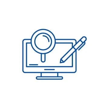 Computer processes line icon concept. Computer processes flat vector symbol Stock Illustration