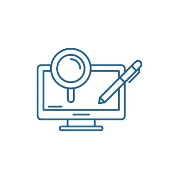 Computer processes line icon concept. Computer processes flat vector symbol 스톡 일러스트