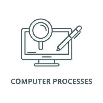 Computer processes vector line icon, linear concept, outline sign, symbol Stock Illustration