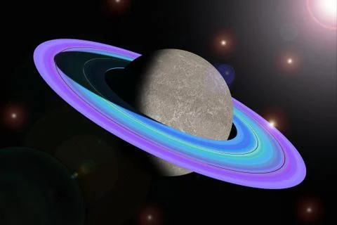 Computer processing of Saturn in the universe Stock Illustration