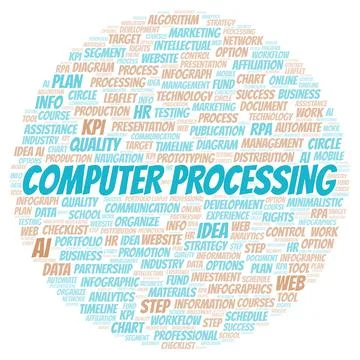 Computer Processing typography word cloud create with the text only. イラスト素材