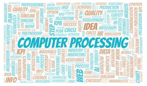 Computer Processing typography word cloud create with the text only. イラスト素材