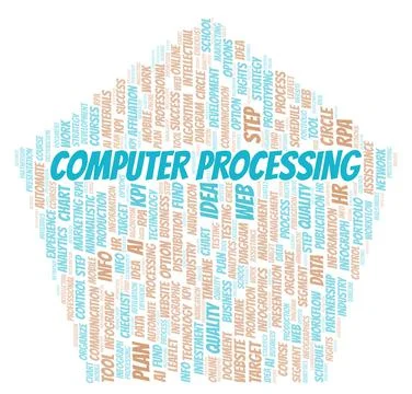 Computer Processing typography word cloud create with the text only. Stock Illustration