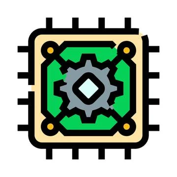 Computer processing unit microchip with gear icon Stock Illustration