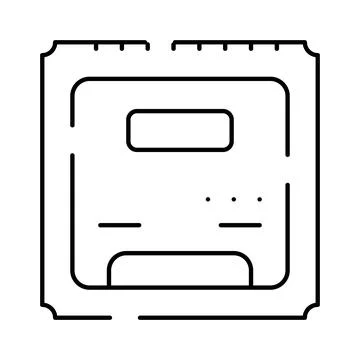 Computer processing unit microchip technology outline Stock Illustration