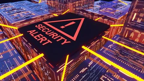 Computer processing work Notify a security alarm.computer system notificati.. Illustrazione stock