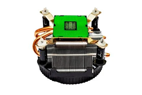 Computer processor and cooler. Isolate on a white background. Stock Photos