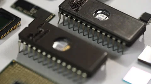 Computer processor and electronic components on white background Stock Footage 61677034