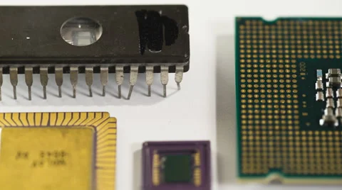 Computer processor and electronic components on white background Stock Footage 61677724