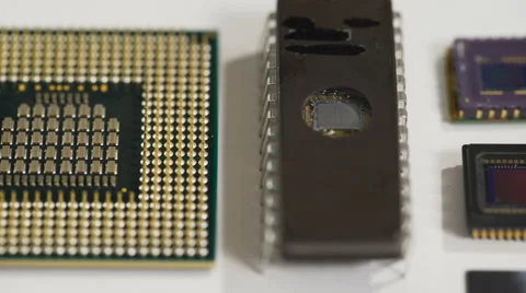 Computer processor and electronic components on white background Stock Footage 61678175