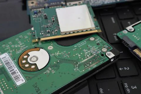 Computer processor and a graphic card on the keyboard 写真素材