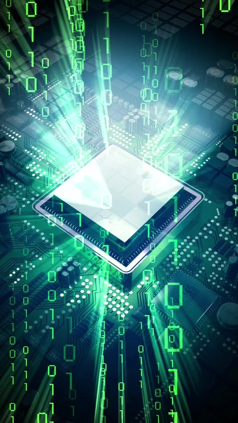 Computer processor, binary code Stock Footage 314079166