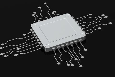 Computer processor on black background Illustrazione stock