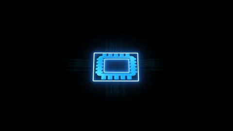 Computer processor chip animation with blue neon outline. Computer processo.. Stock-Footage 337022490