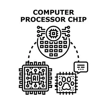 Computer processor chip concept for artificial intelligence Stockillustratie