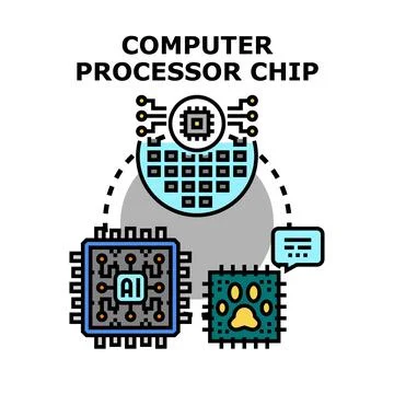 Computer processor chip concept for artificial intelligence Stock Illustration