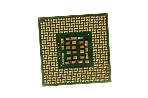 Computer processor chip (CPU) isolated on white background Stock Photos