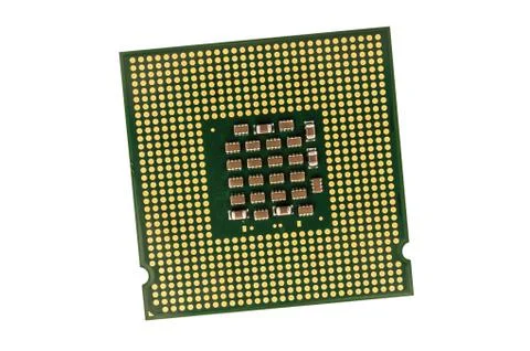 Computer processor chip (CPU) isolated on white background Stock Photos