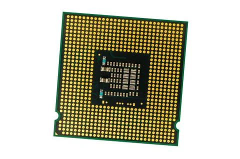 Computer processor chip (CPU) isolated on white background Stock Photos