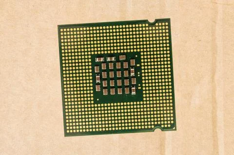 Computer processor chip (CPU) isolated on carton background 写真素材