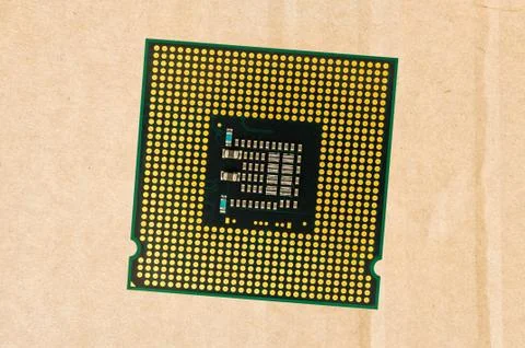 Computer processor chip (CPU) isolated on carton background 写真素材