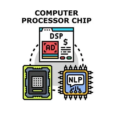 Computer processor chip digital data processing concept イラスト素材