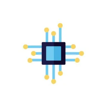 Computer processor chip flat style 스톡 일러스트