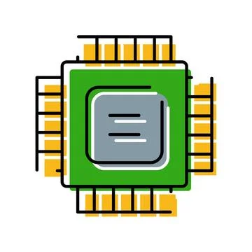Computer processor chip generating data and technology information イラスト素材