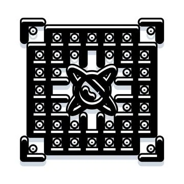 Computer processor chip grid processing data Stock-Illustration