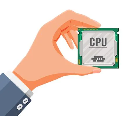 Computer Processor Chip in Hand Illustrazione stock