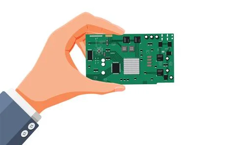 Computer Processor Chip in Hand イラスト素材