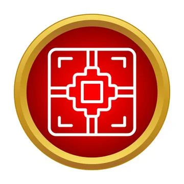 Computer processor chip icon representing technology and data Stock Illustration