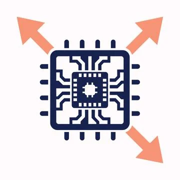Computer processor chip icon representing central processing unit technolog. 库存插图